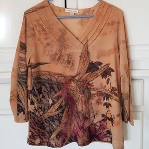 Coldwater Creek V Neck Watercolor Print